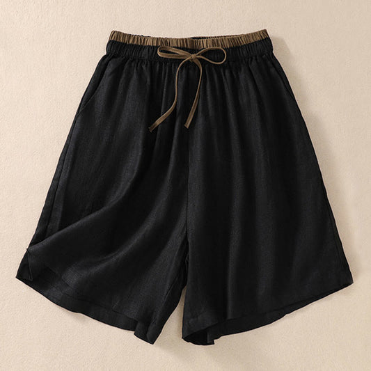 Isabella Relaxed Fit Shorts | Drawstring Waist Contrast Waistband Pockets Shorts