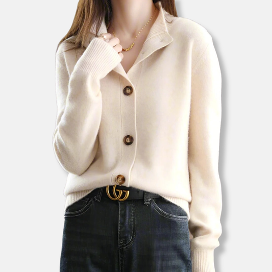 Isla Relaxed Fit Cardigan | Mock Neck Button Front Cardigan