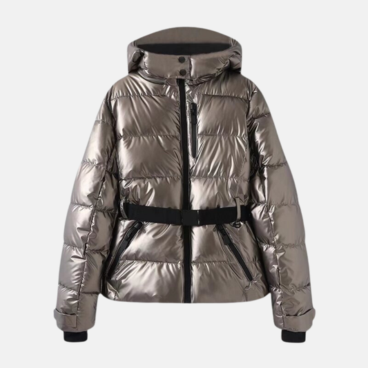 Amelia Puffer Jacket | Quilted Belted Hip-Length Jacket