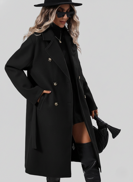 Sienna A-Line Trench Coat | Double-Breasted Belted Coat