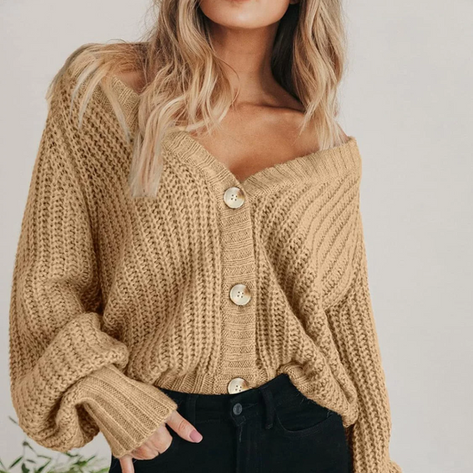 Amelia Relaxed Fit Cardigan | Button Front Chunky Knit Cardigan