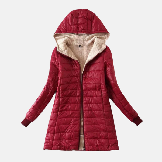 Women’s Puffer Coat – Quilted Insulated – Plush Lining – Hooded Mid-Length Fit