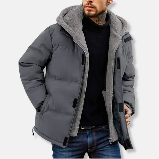 Sebastian Hooded Puffer Jacket | Quilted Fleece Lined Jacket