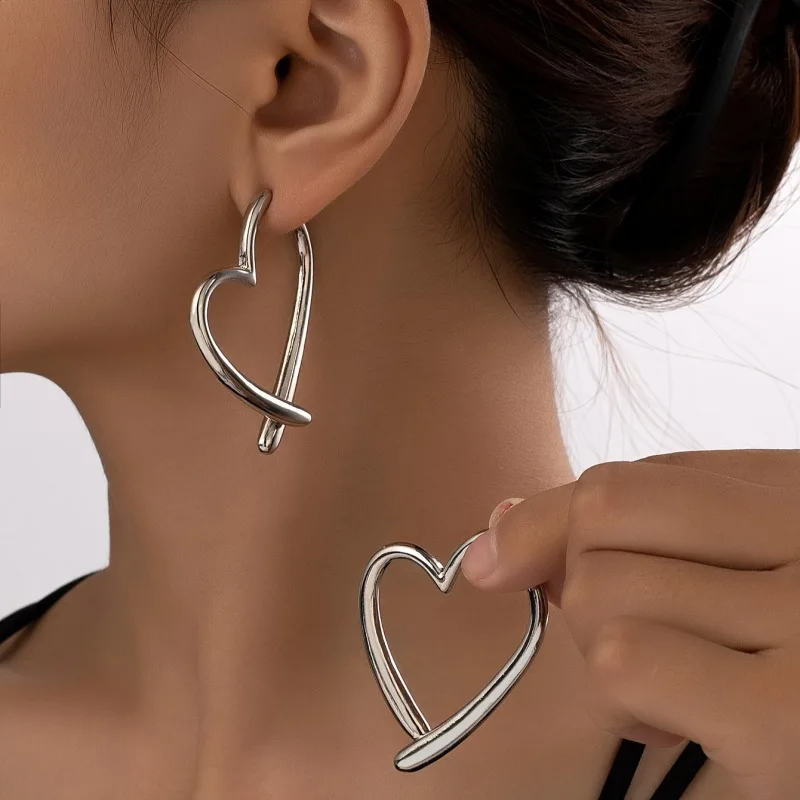 Amor Abstract Heart Hoop Earrings | Gold-Tone Statement Jewelry