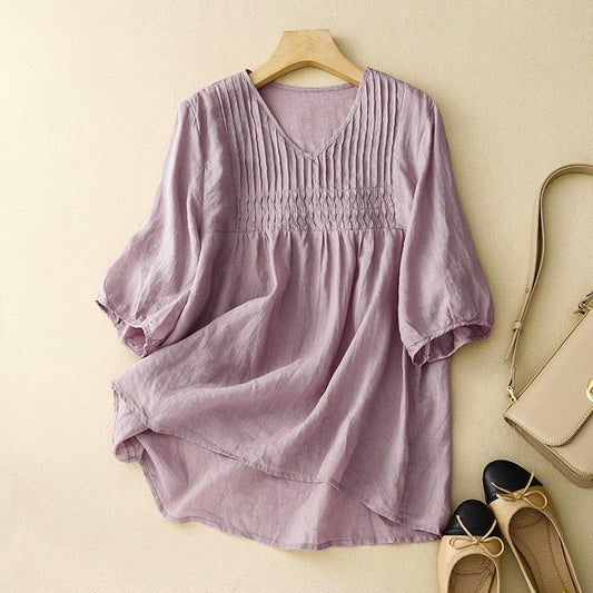 Isla Smocked Blouse | Flowy Fit V-Neck Blouse