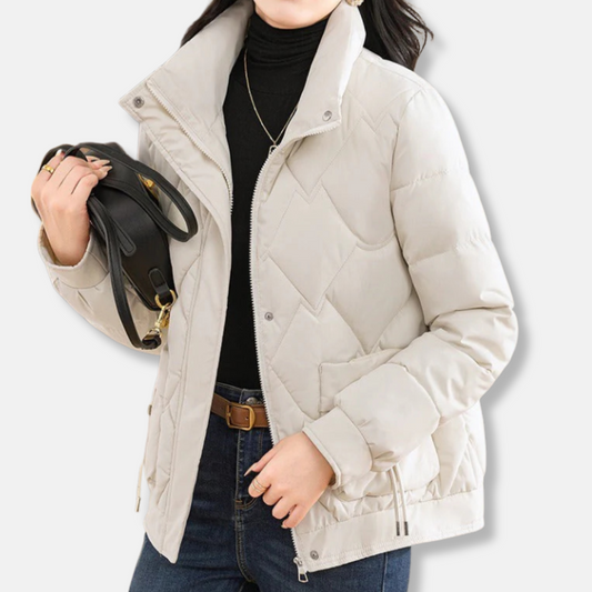 Rose Puffer Jacket | Relaxed Fit Stand Collar Jacket