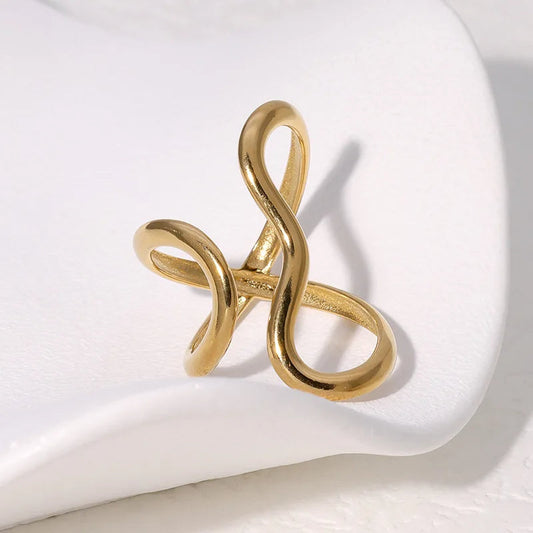 Isla Modern Sculptural Open Ring | Abstract Gold-Tone Statement Band