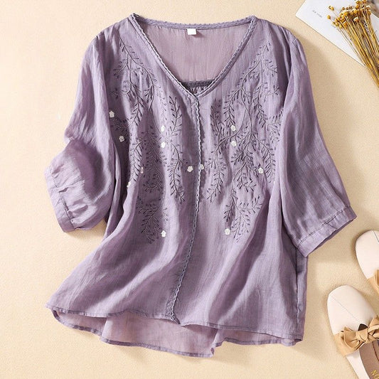 Florence Relaxed Fit Blouse | Floral Embroidered Blouse