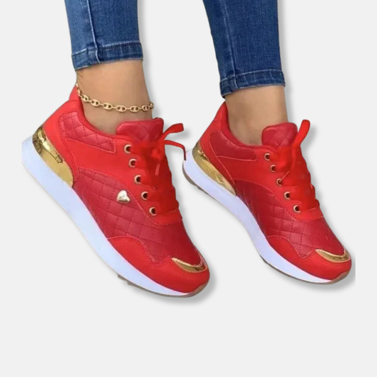 Amelia Orthopedic Quilted Sneakers | Gold Accent Heart Sneakers