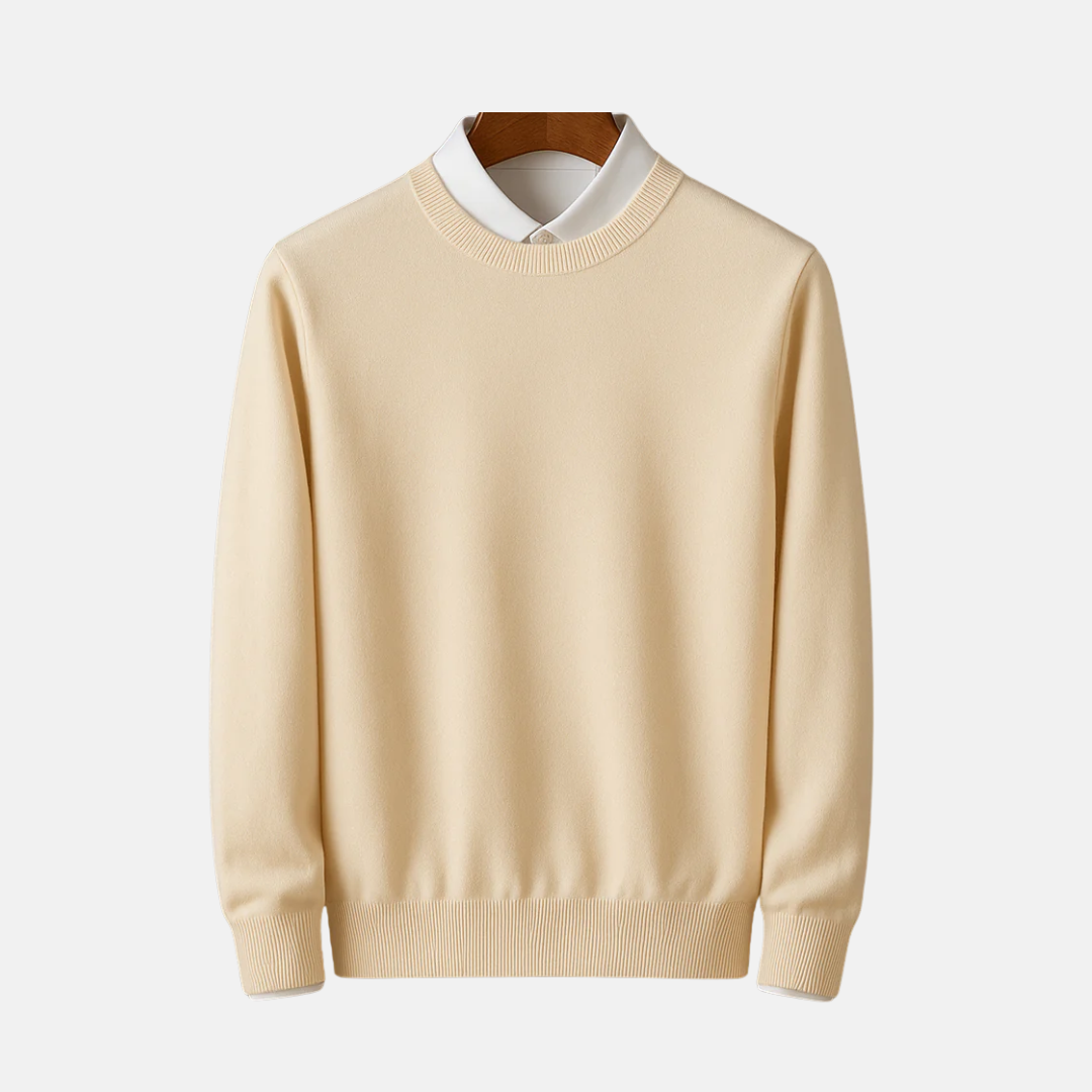 Men’s Pullover Sweatshirt – Fine Gauge Knit – Classic Fit – Crew Neck – Ribbed Trim