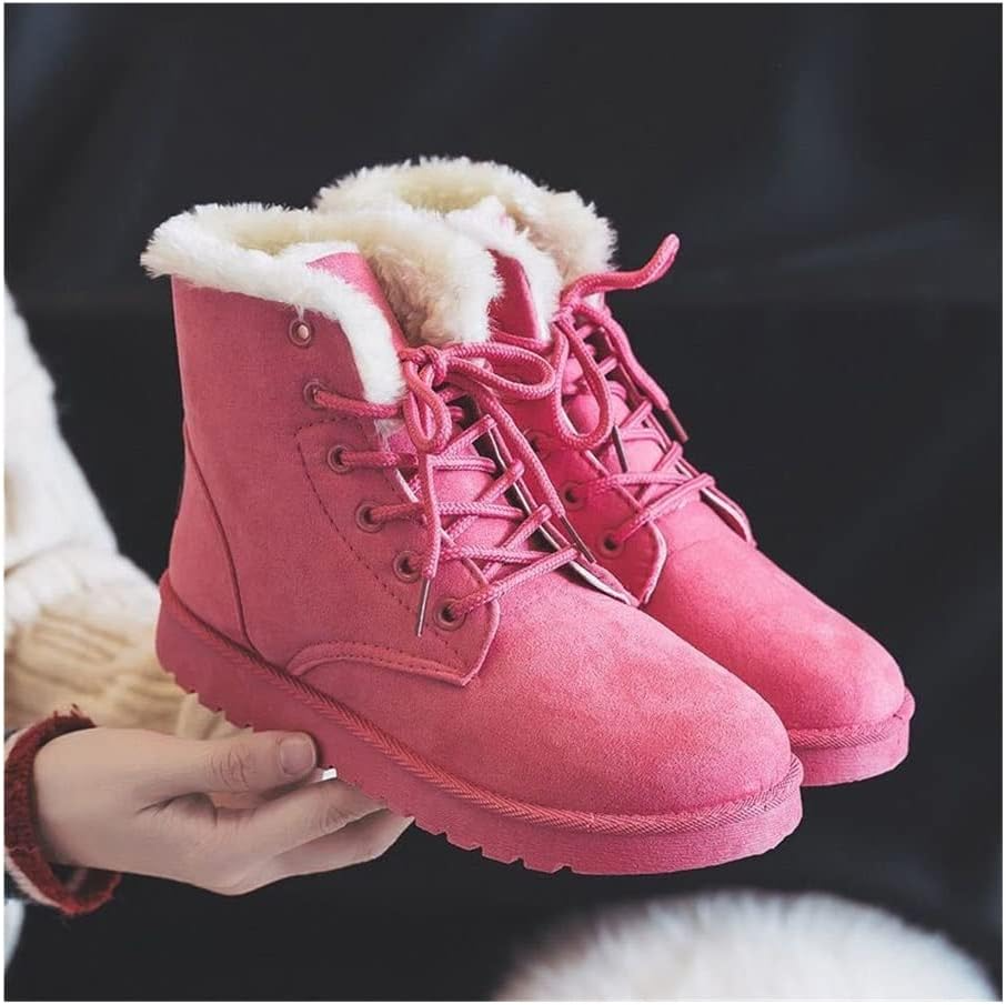 Rosie Ankle-Length Ankle Boots | Lace-Up Fur Trim Ankle Boots