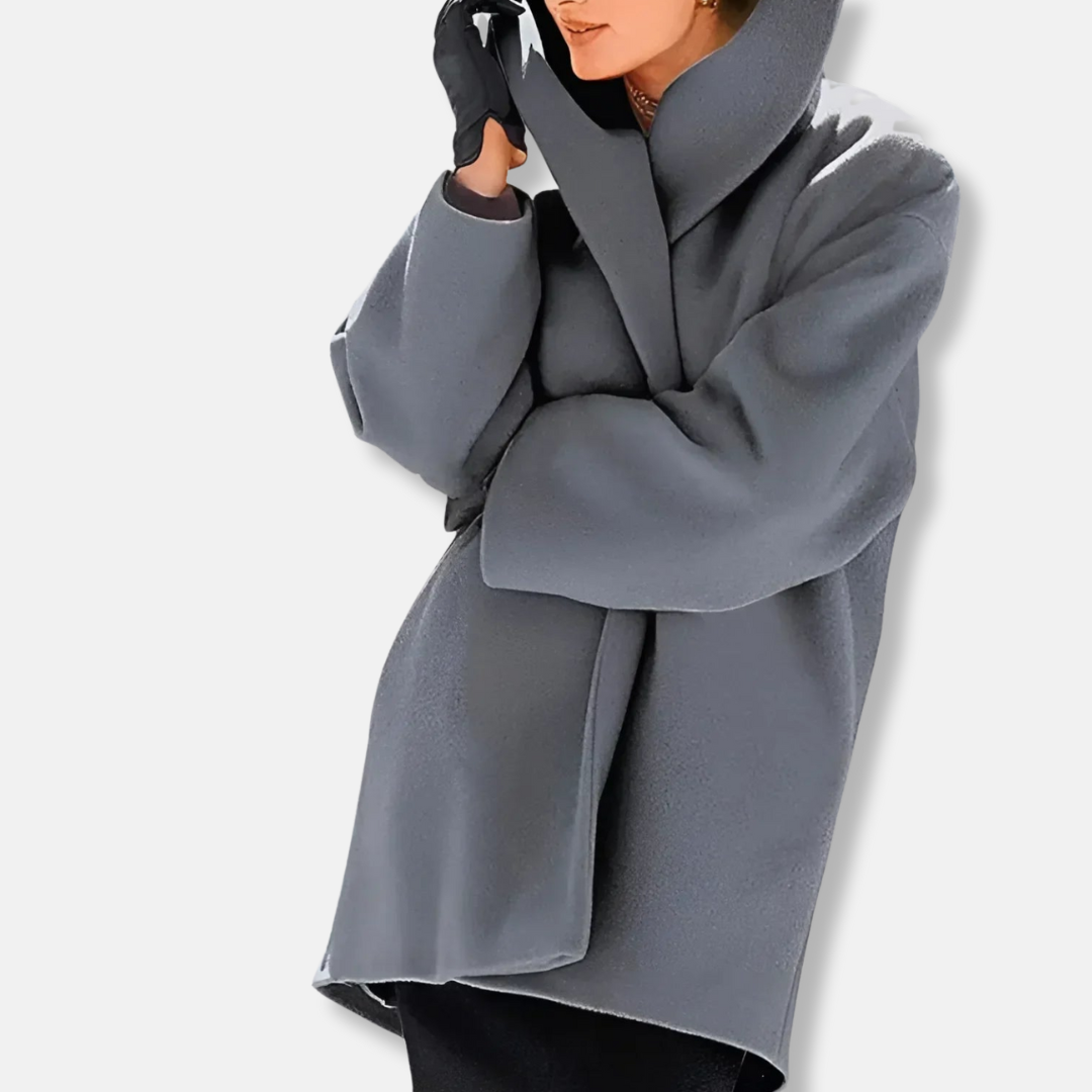 Isabella A-Line Coat | Collared Lapel Button Front Coat