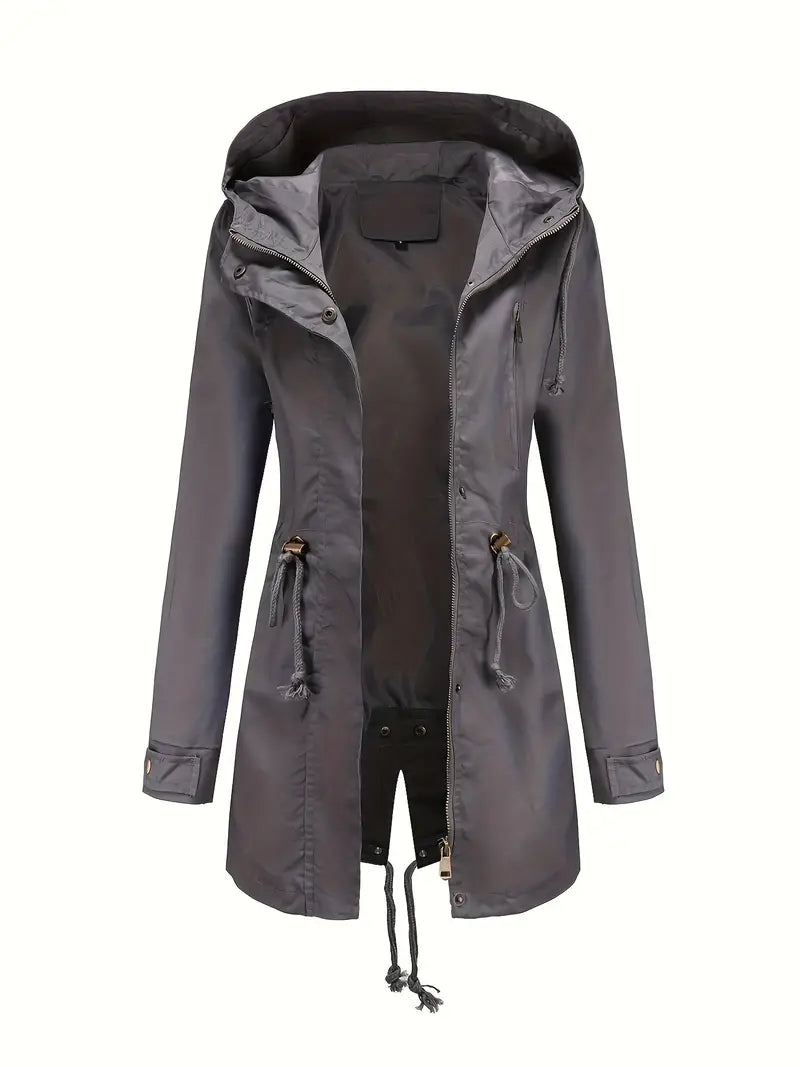 Isabella Hooded Parka | Drawstring Waist Flap Pockets Parka