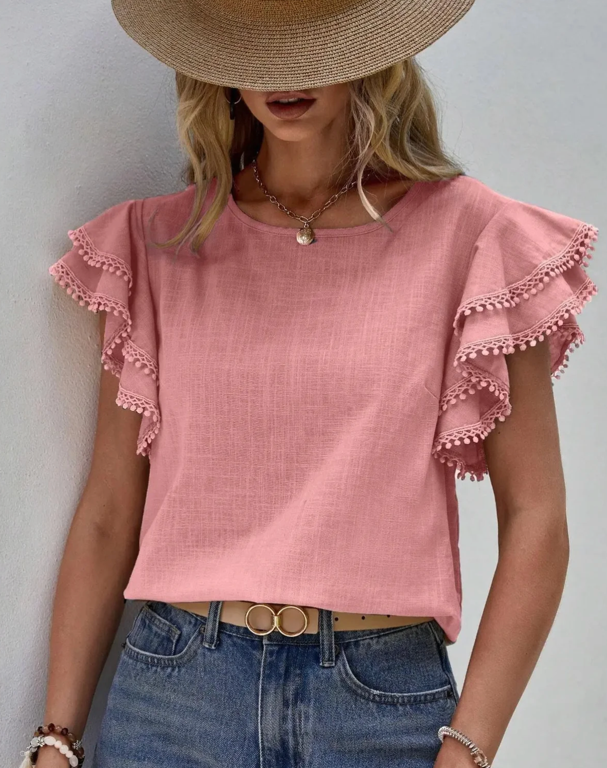 Alexandrina Blouse | Short Sleeve Ruffled Blouse