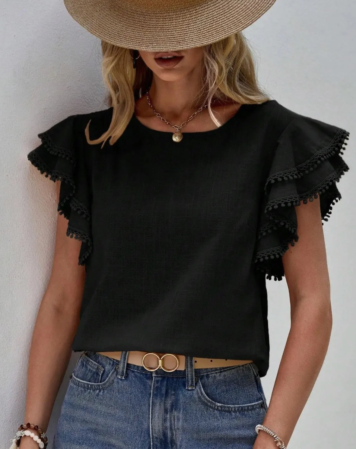 Alexandrina Blouse | Short Sleeve Ruffled Blouse
