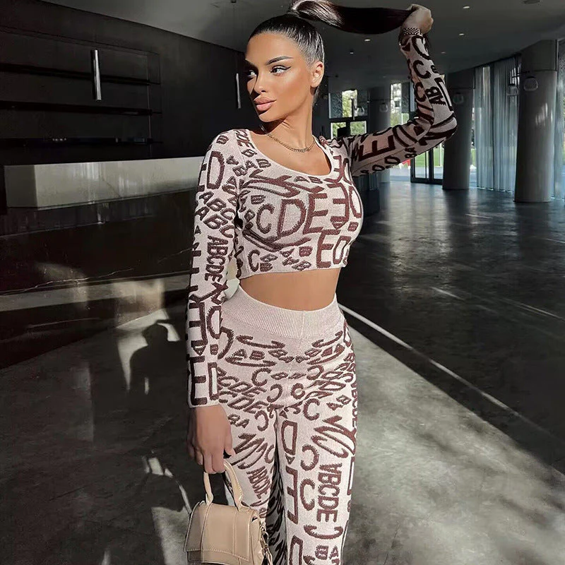 Amara Set | Graffiti Print Long Sleeve Top and High-Waisted Leggings Set