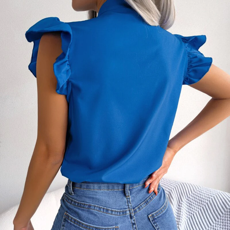 Amelie Blouse | Sleeveless Chiffon Blouse with Bow Collar
