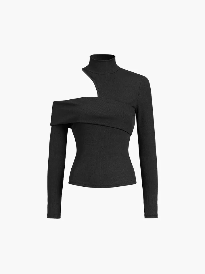 Anastasia Top | Hollow Cut-Out Slim-Fit Long Sleeve Top