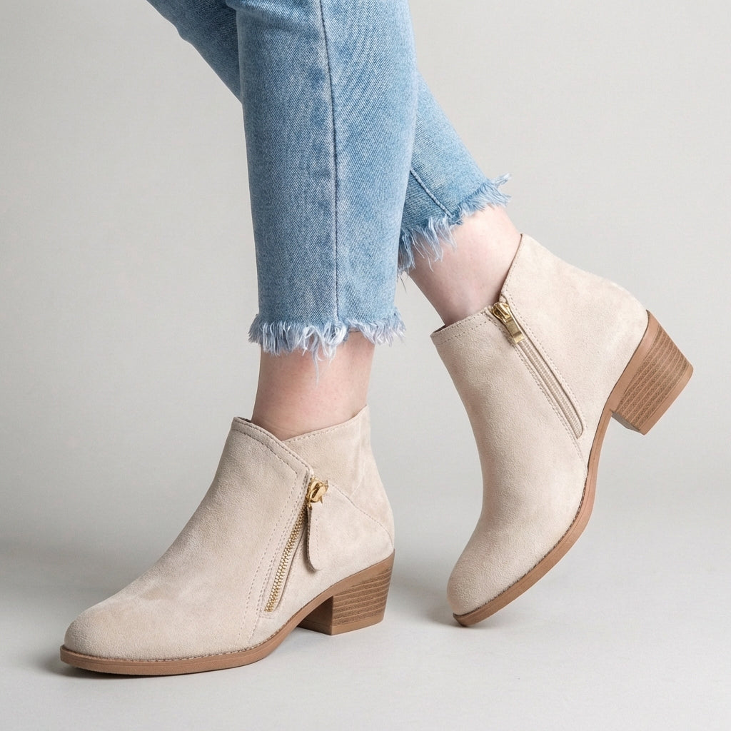 Amelia Leather Orthopedic Ankle Boots | Casual Block Heel Boots