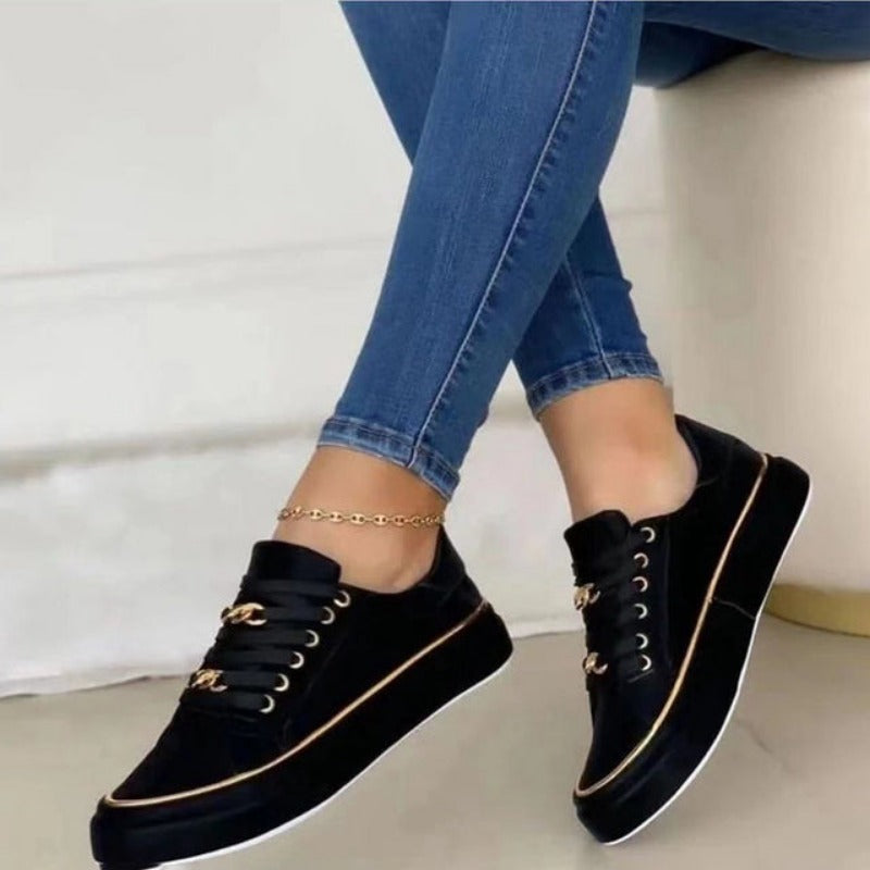 Bettie Sneakers | Women's Fashion Chain Accent Sneakers