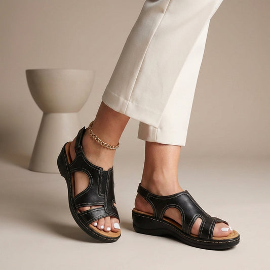 Viola Orthopedic Open-Toe Sandals | Cut-Out Details Wedge Heel Sandals