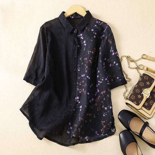 Sienna Relaxed Fit Blouse | Leaf Print Button Front Blouse