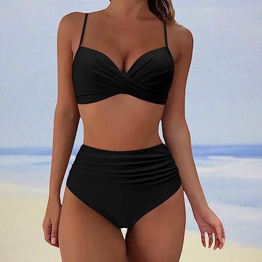 Isla High-Waisted Bikini Set| Ruched Sides Full Coverage Bikini Set