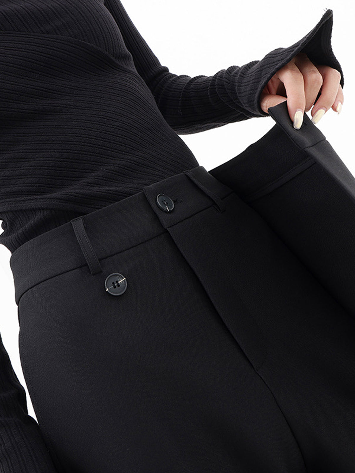 Blanch Pants | Women's Wide-Leg Trousers with Asymmetric Buttons