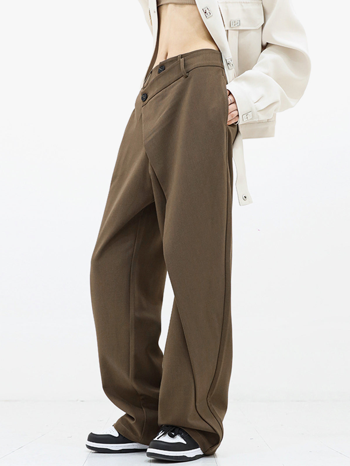 Blanch Pants | Women's Wide-Leg Trousers with Asymmetric Buttons