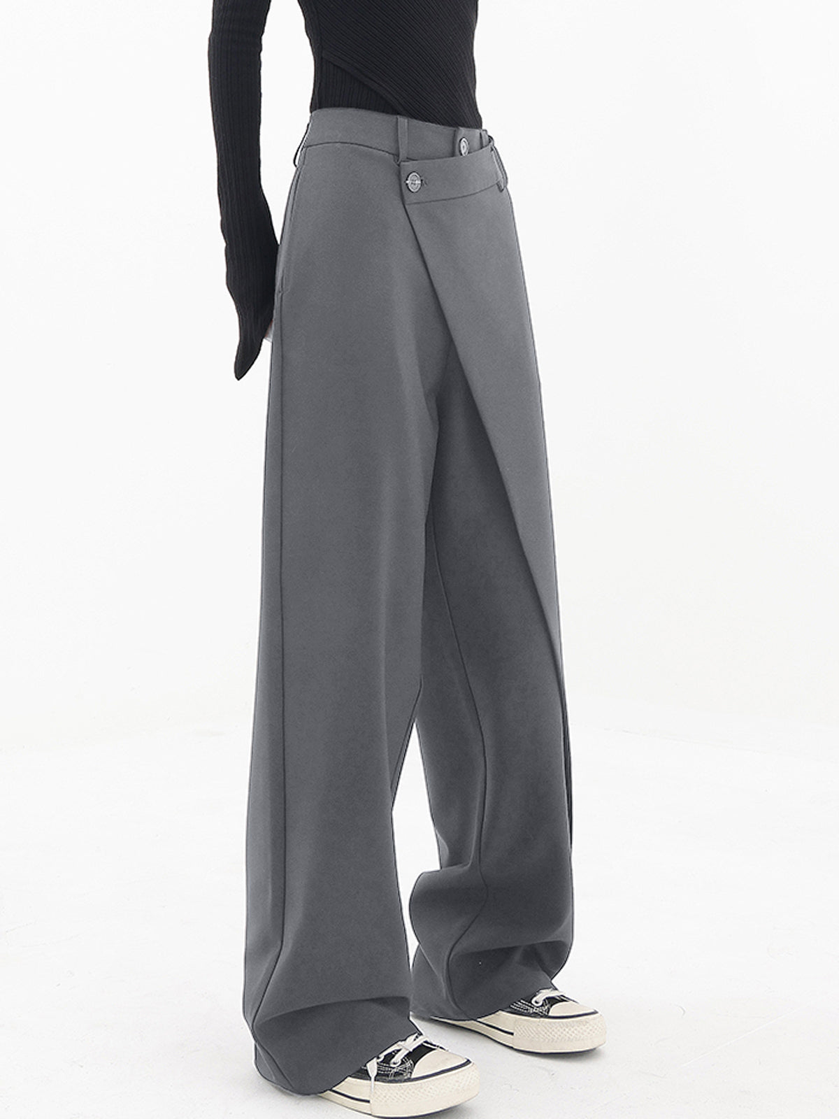 Blanch Pants | Women's Wide-Leg Trousers with Asymmetric Buttons