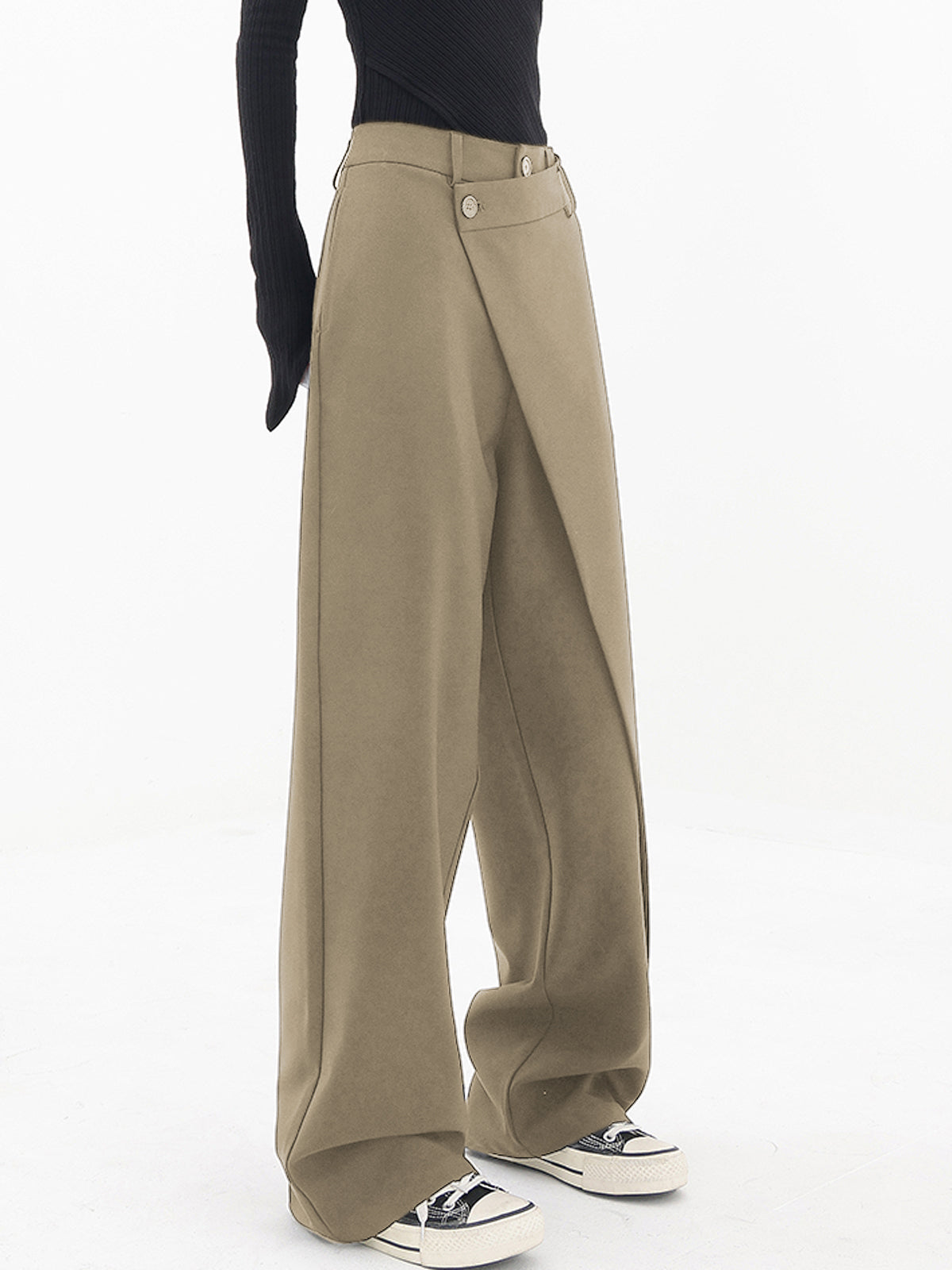 Blanch Pants | Women's Wide-Leg Trousers with Asymmetric Buttons