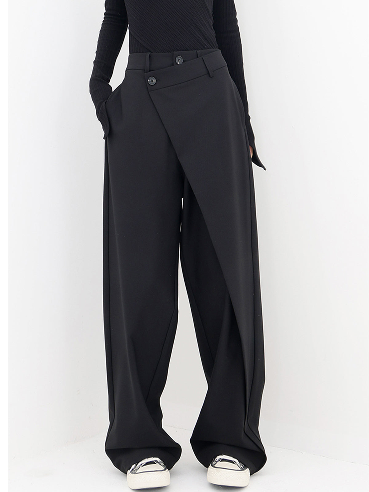 Blanch Pants | Women's Wide-Leg Trousers with Asymmetric Buttons