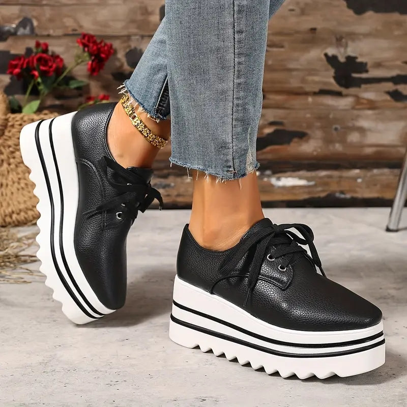 Ivy Modern Platform Wedge Oxfords | Chunky Sole Lace-Up Creepers
