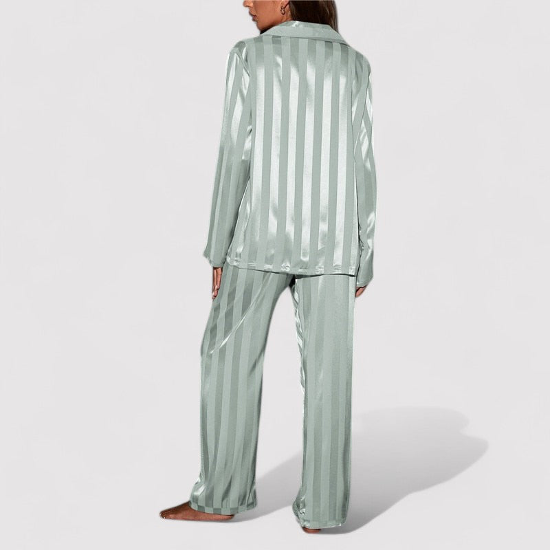 Carmen Set | Women's Stylish Striped Silk Pajamas