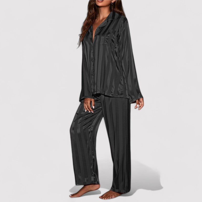 Carmen Set | Women's Stylish Striped Silk Pajamas