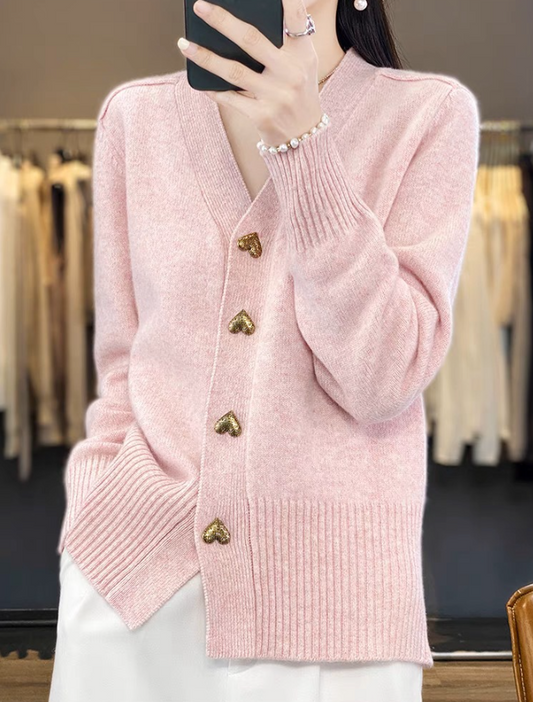 Delphine Cardigan | Cozy Knit Cardigan with Heart Buttons