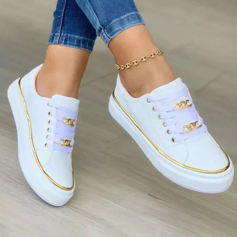Elvia Shoes | Women's Gold Metal Accent Shoes