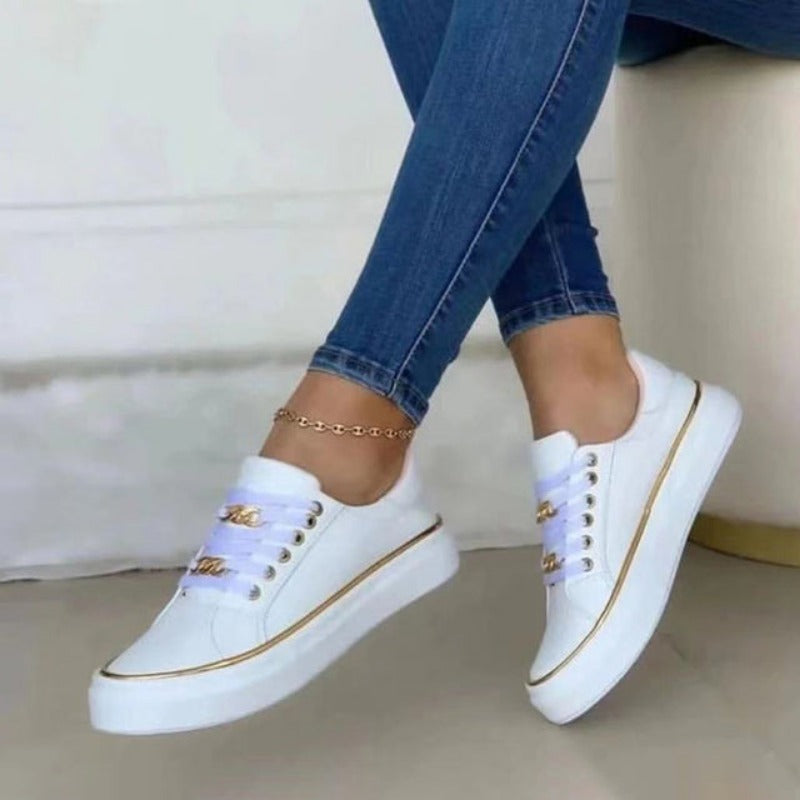 Elvia Shoes | Women's Gold Metal Accent Shoes