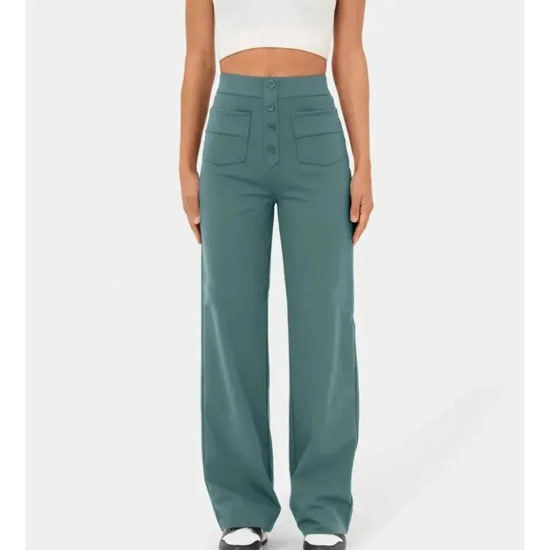 Elvira Pants | High-Waisted Wide-Leg Stretch Pants