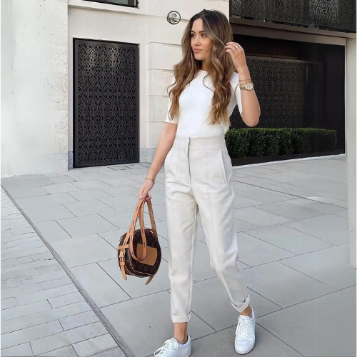 Eryma Pants | Elegant High-Waisted Tapered Trousers