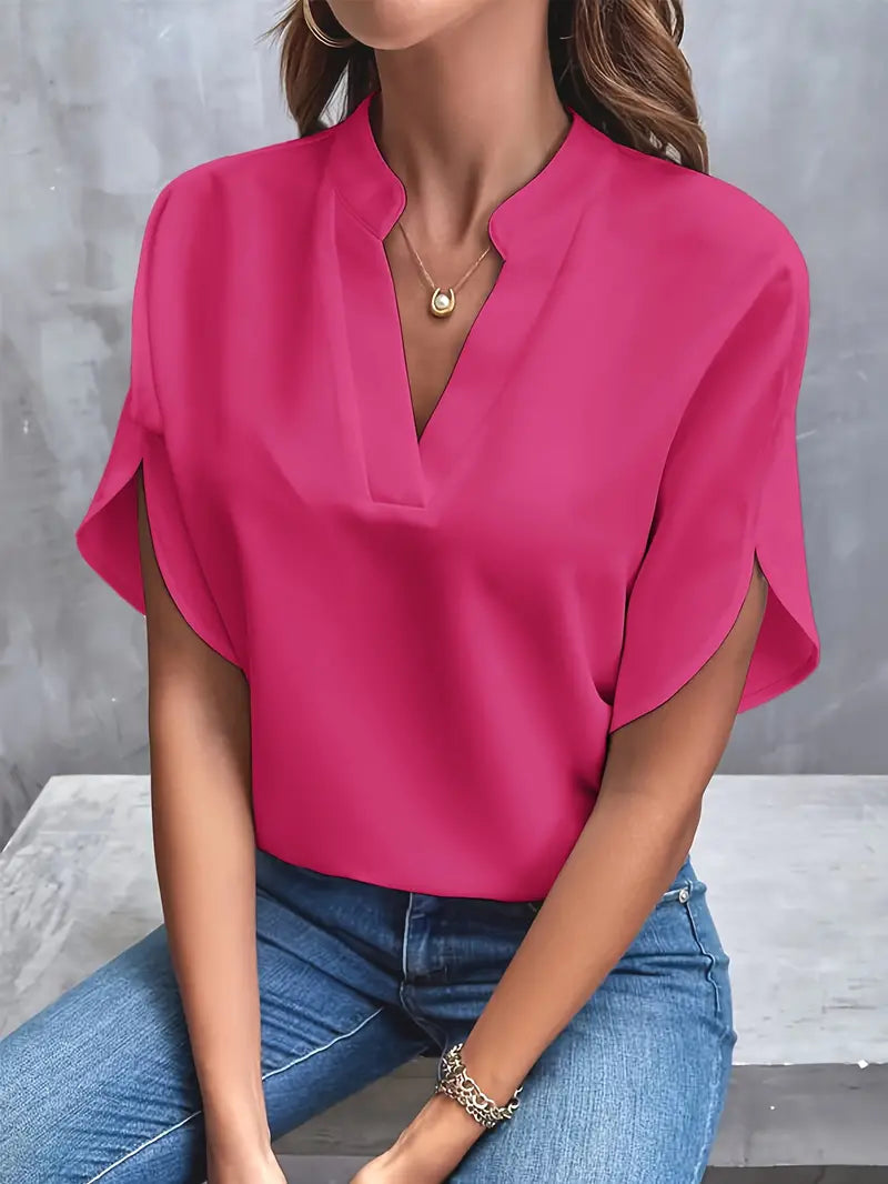Farrah Blouse | Elegant V-Neck Short-Sleeve Blouse