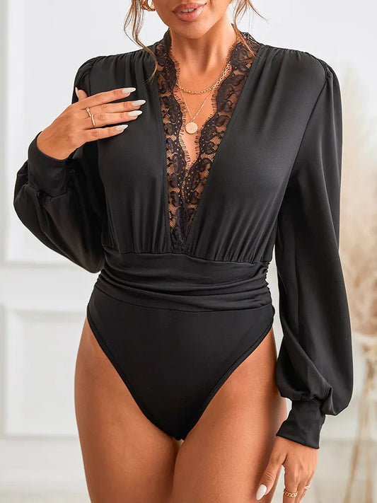 Ffiona Bodysuit | Long Sleeve Wrap V-Neck Bodysuit