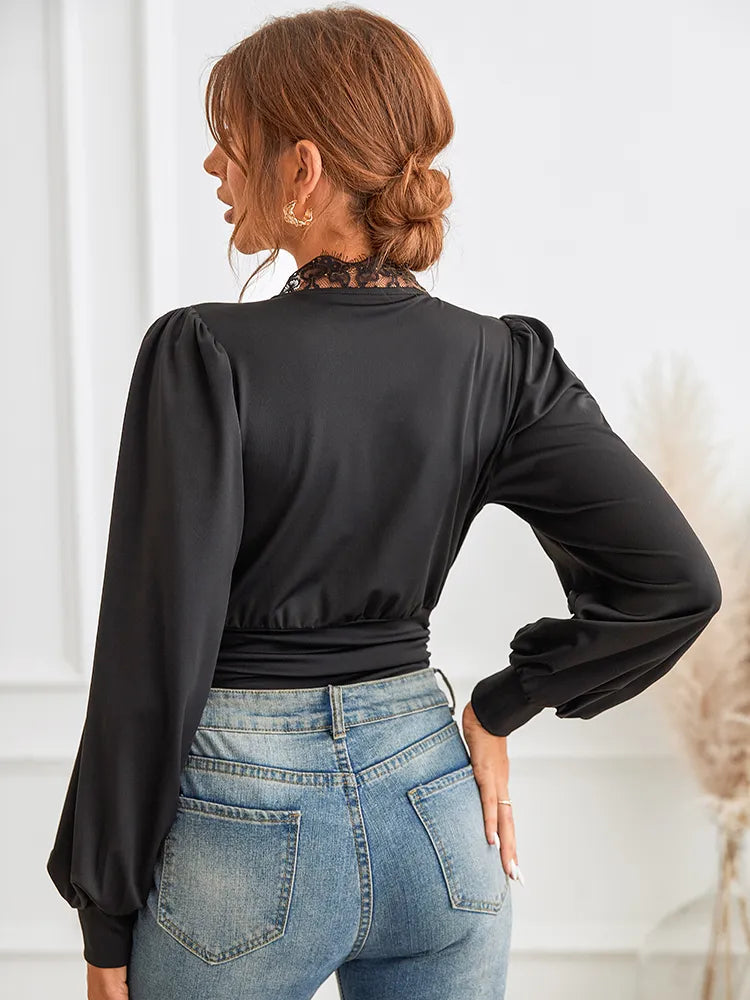 Ffiona Bodysuit | Long Sleeve Wrap V-Neck Bodysuit