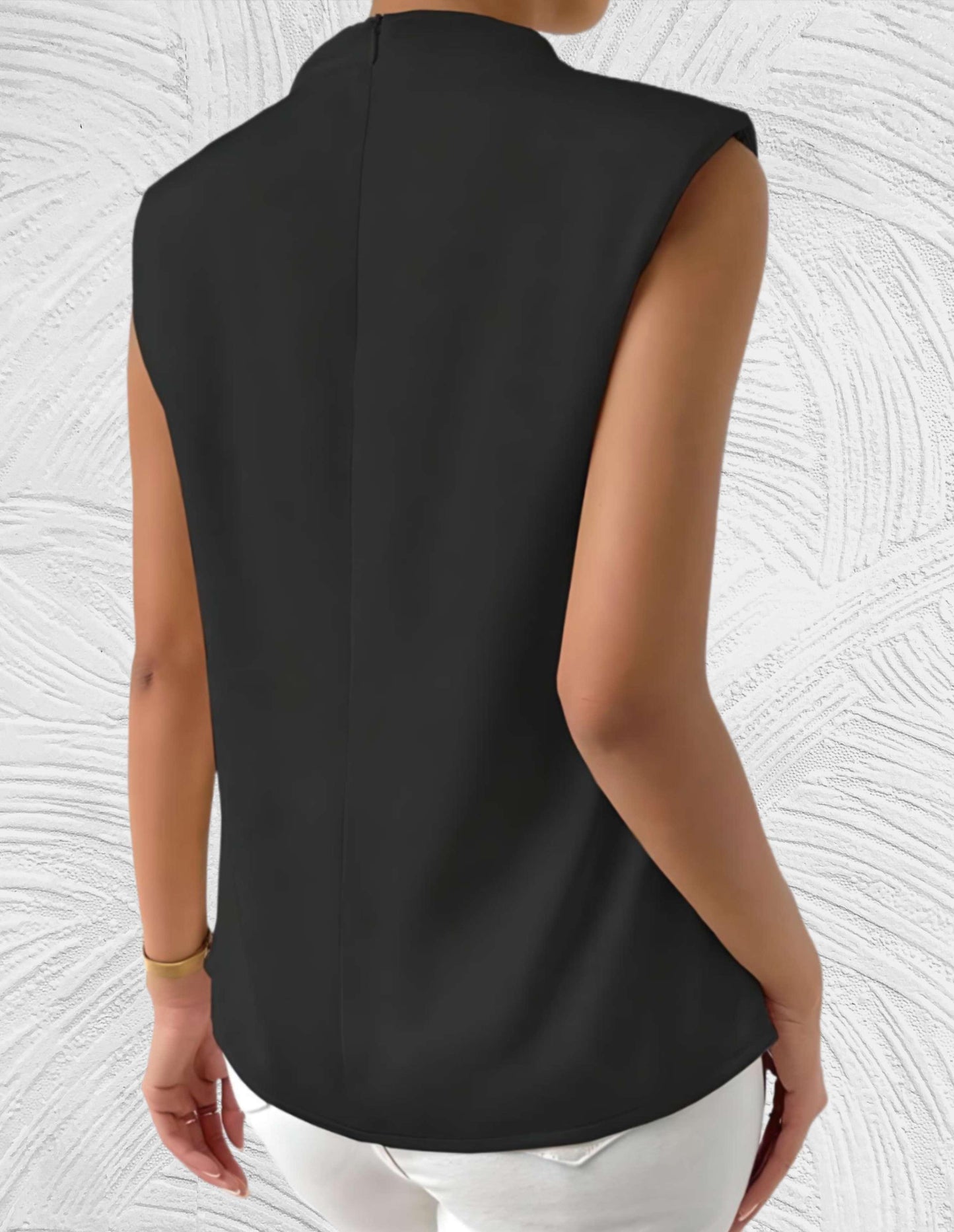 Fia Top | Sleeveless Draped High Neck Top