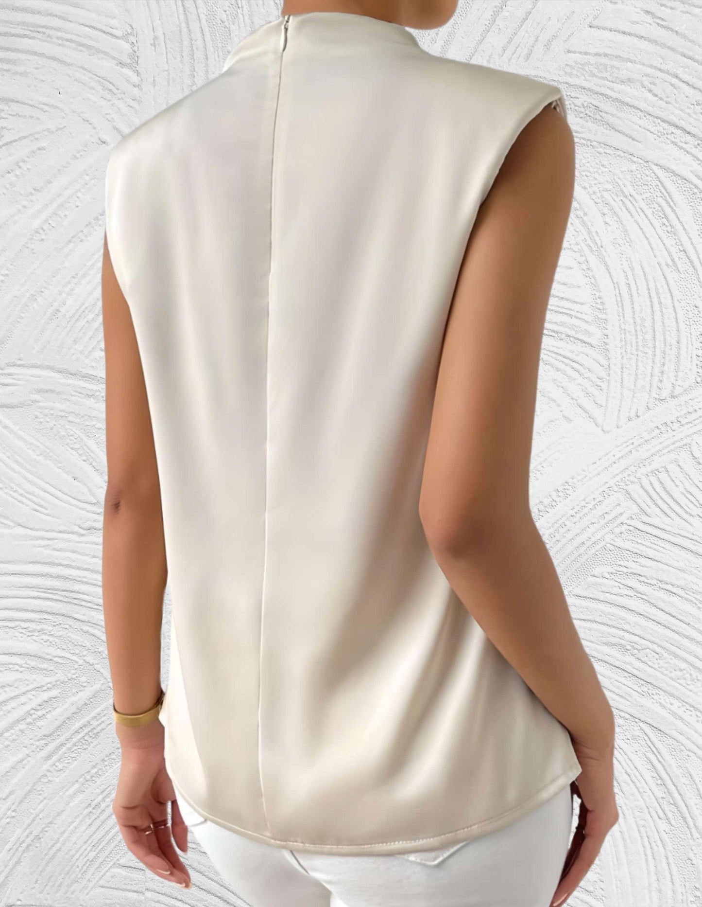 Fia Top | Sleeveless Draped High Neck Top