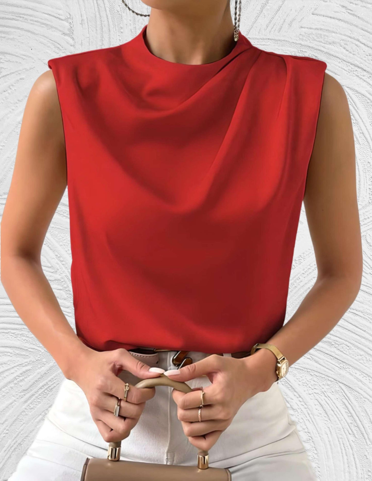 Fia Top | Sleeveless Draped High Neck Top