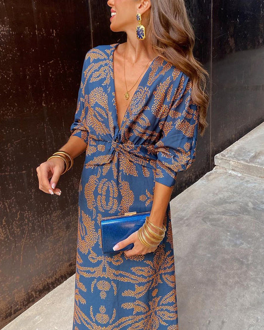 Frances Dress | Summer Printed Long Sleeve Midi Dress