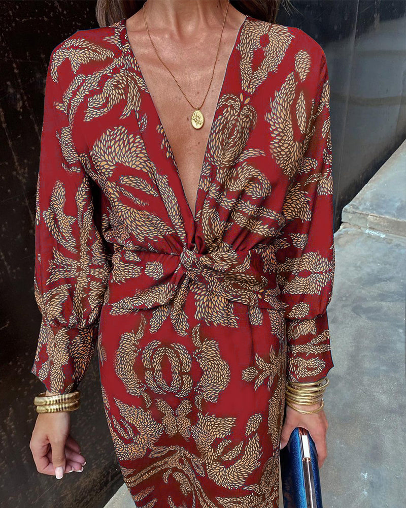 Frances Dress | Summer Printed Long Sleeve Midi Dress