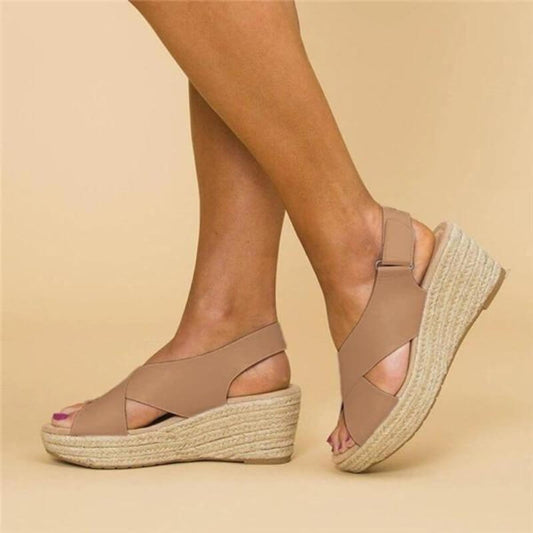 Genevieve Sandals | Comfy Wedge Sandals with Cross Straps