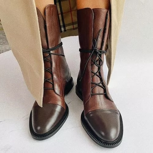 Isabella Lace-Up Cap Toe Ankle Boots | Ankle-Wrap Detail Ankle Boots